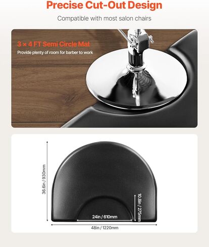 VEVOR Salon Mat for Hair Stylist, 3 x 4 FT Semi-Circle Salon Chair Mat, 1-inch Thickened Anti Fatigue Barber Shop Floor Mat with Round Cut Out, Easy-to-Clean PVC Surface & Anti-Trip Beveled Edges in Kuwait