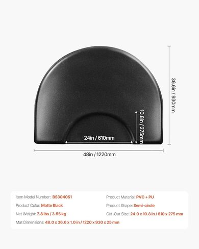 VEVOR Salon Mat for Hair Stylist, 3 x 4 FT Semi-Circle Salon Chair Mat, 1-inch Thickened Anti Fatigue Barber Shop Floor Mat with Round Cut Out, Easy-to-Clean PVC Surface & Anti-Trip Beveled Edges in Kuwait