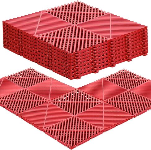Barydat 72 Pcs 12'' x 12'' Modular Interlocking Drainage Mats Heavy Duty Garage Floor Tiles Bulk Non Slip Rubber Outdoor Easy-Clean Cushion Mat for Pool Garage Deck, Patio, Shower (Black) in Saudi Arabia