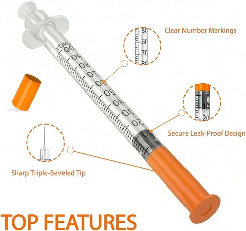 U-100 1ml 31 Gauge 1/2 Inch Syring, Individually Packed, PACK 25. in Kuwait