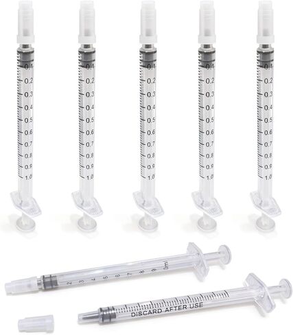 100 PCS 1ml Syringe with Cap for Liquid, Oral Syringe without Needle for Medicine Dropper, Colostrum Collector, Feeding Pets, Liquid Measuring, sterile Individually Sealed, Luer Slip in Kuwait