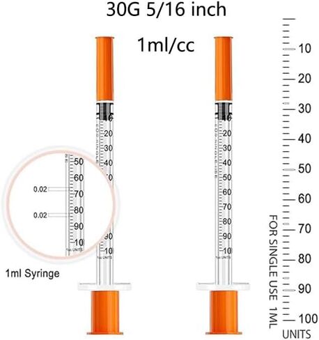 30g 5/16 1cc Syringe with Needle, 1ml 30g x 5/16 Syringe with Needle, （30 Pack） Precise Measurement, Clear and Easy-to-read Values in Saudi Arabia