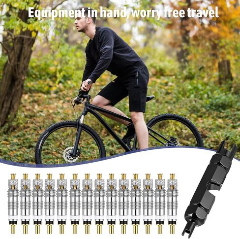 14 قطعة صمام بريستا الأساسية مع 1 قطعة أداة إزالة صمام الأساسية، سبائك الألومنيوم MTB الإطارات صمام ينبع مجموعة استبدال بريستا صمامات الجذعية مزيل مجموعة أدوات إصلاح الدراجة العالمية لدراجة الطريق MTB بدون أنابيب in Saudi Arabia