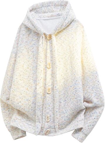 GURUNVANI Men Tie Hooded Cardigan Sweater Unisex Oversized Rainbow Speckled Knitted Coat in Saudi Arabia