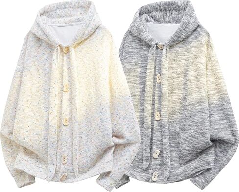 GURUNVANI Men Tie Hooded Cardigan Sweater Unisex Oversized Rainbow Speckled Knitted Coat in Saudi Arabia