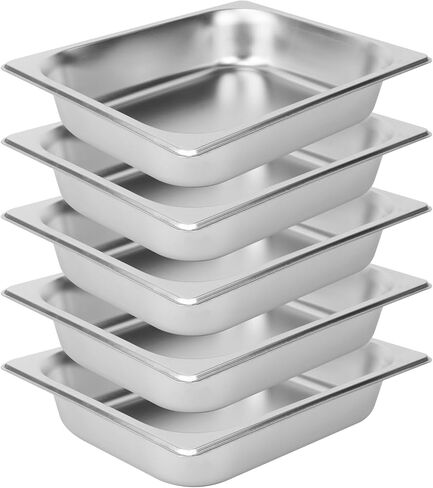 6 Pack 1/6 by 4-Inch Steam Table Pan,201 Stainless Steel Anti-Jamming Steam Pan for Catering, Buffet, Restaurant, Cake Shop, Kitchen in Kuwait