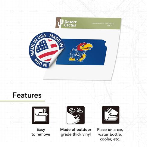 Desert Cactus University of Kansas Sticker Jayhawks KU Vinyl Decal Laptop Water Bottle Car Scrapbook (State Border Sticker) in Kuwait