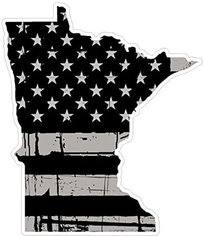 ولاية مينيسوتا (N24) - ملصق فينيل مميز بعلم متعثر - ملصق فخر الدولة الأمريكية للسيارات والشاحنات والنوافذ وأجهزة الكمبيوتر المحمولة - تصميم علم الولايات المتحدة الأمريكية باللونين الأبيض والأسود - مقاوم للماء مقاس 5 بوصات in Kuwait