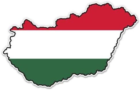 Hungary Map Flag Country Shape - 3" Vinyl Sticker - for Car Laptop I-Pad Phone Helmet Hard Hat - Waterproof Decal in Saudi Arabia
