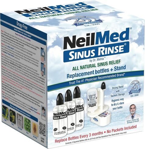 NeilMed Sinus Rinse Nasal Irrigation Bottles 3ct NasaDock Plus Drying Stand in Kuwait