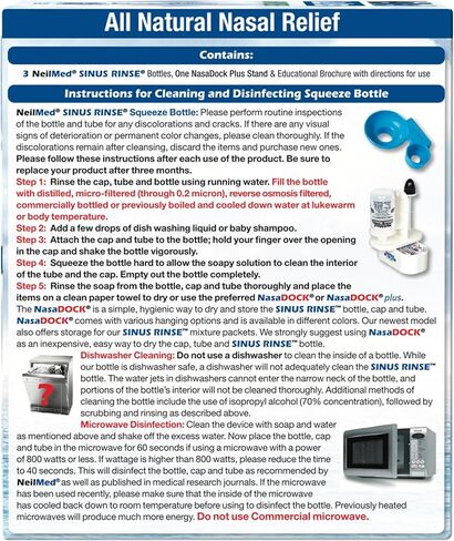 NeilMed Sinus Rinse Nasal Irrigation Bottles 3ct NasaDock Plus Drying Stand in Kuwait