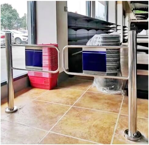 Stainless Steel Automatic Swing Gate for Supermarkets & Warehouses - Durable Safety Door, High-Traffic Entrance Barrier, Easy Access (Silver, 150x97cm) in Saudi Arabia