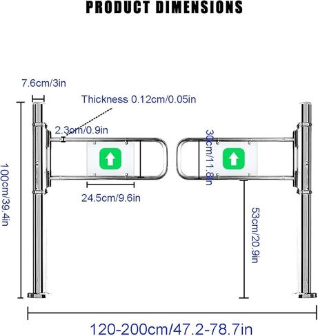 Automatic Rebound Swing Gate Wide Stainless Steel Entrance Manual Door，Automatic Two-Way Swing Gate with Self-Closing Safety Feature - Ideal for Supermarkets & Warehouses, 180° Opening Desig in Kuwait