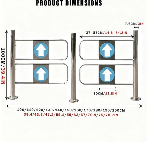 بوابة تأرجح تلقائية ذات مدخل عريض من الفولاذ المقاوم للصدأ، باب يدوي، بوابة تأرجح ذاتية الإغلاق لمحلات السوبر ماركت والأسوار الصناعية - تصميم أمان متين لتعزيز الأمان in Kuwait