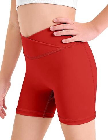 شورت رياضي للفتيات شورت على شكل حرف V متقاطع عالي الخصر لراكبي الدراجات النارية للشباب والأطفال الصغار والجمباز والرقص والكرة الطائرة مقاس 5-16 سنة in Kuwait