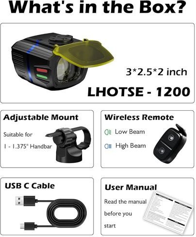أضواء دراجة فائقة السطوع للركوب الليلي، مصباح أمامي للدراجة عالي ومنخفض الشعاع مع جهاز تحكم عن بعد، مصباح LED MTB قابل لإعادة الشحن بقدرة 4000 مللي أمبير في الساعة، مرئي من الجانب، ضوء أمامي للدراجة الإلكترونية مقاوم للماء IPX6 in Kuwait