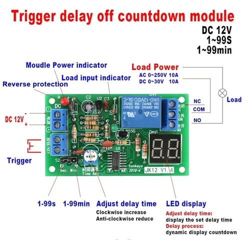 1pc DC12V LED Display Countdown Timer Delay Turn Off Relay Switch Module Timer Relay Module Timer in Kuwait