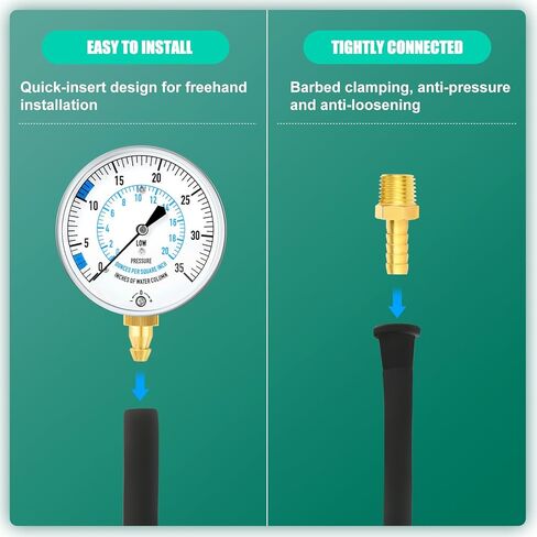 0-35" Natural Gas or LP Gas Manifold Pressure Test Kit, 1/8" NPT Fitting, 40" Feet Hose, Hex Bushing and Barbed Connection, for Kitchen and Industrial Equipment in Kuwait
