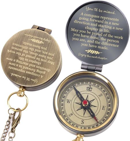 Engraved Brass Compass Retirement Gift for Men Women – “You’ll Be Missed" Inspirational Quote Compass – Meaningful Farewell Gift for Coworker, Boss, Teacher, or Friend in Kuwait