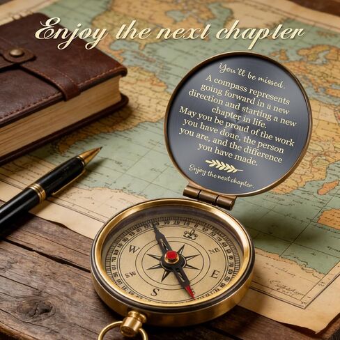 Engraved Brass Compass Retirement Gift for Men Women – “You’ll Be Missed" Inspirational Quote Compass – Meaningful Farewell Gift for Coworker, Boss, Teacher, or Friend in Kuwait