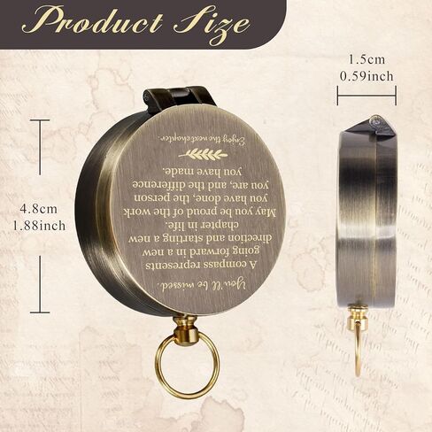 Engraved Brass Compass Retirement Gift for Men Women – “You’ll Be Missed" Inspirational Quote Compass – Meaningful Farewell Gift for Coworker, Boss, Teacher, or Friend in Kuwait