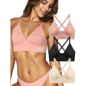 حمالة صدر ليفونا ليزر كت للنساء - حمالة صدر رياضية بظهر ريسر مع بطانة قابلة للإزالة وأشرطة قابلة للتعديل لراحة يومية in Kuwait