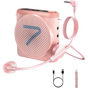7RYMS WA1(SE) Portable Voice Amplifier with Wired Headset Microphone for Teacher, Speaker Megaphone with Noise Canceling, 23H Working, Microphone Speaker for Teaching, Speech, Yoga(Pink) in Kuwait