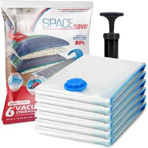 6 عبوات من أكياس تخزين مفرغة الهواء كبيرة الحجم للألحفة والبطانيات والملابس - أكياس ضغط محكمة الغلق مع مضخة يدوية - أكياس تخزين موفرة للمساحة للفراش والحركة والسفر والتنظيم in Kuwait