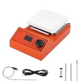 Magnetic Stirrer Hot Plate, Ceramic-Coated, 300°C Max Temp & 200-2000 RPM, with Stir Bar Retriever, 5L Capacity for Lab, Home Brewing, Chemistry - 6.7x6.7 Inch Plate (Orange) in Kuwait