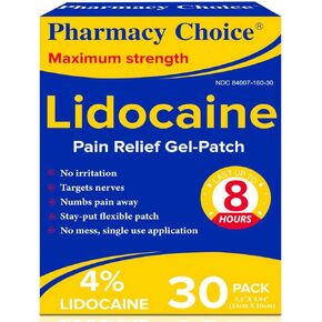 4% Lidocaine Maximum Strength Pain Relief Gel Patches, Numbing Gel Patch for Back, Shoulder, Muscle, Joints, Knee Pain Relief,30 Counts in Kuwait