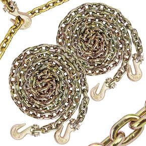 عبوتان من سلسلة ربط النقل G80 مقاس 5/16 بوصة × 15 قدمًا مع خطاف G80، سلسلة أمان للمقطورة من الدرجة السوداء 80 مع خطاف Clevis بحد عمل 4,900 رطل للسحب والسحب in Kuwait