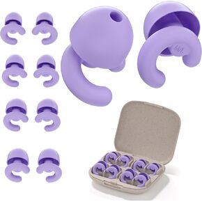 Noise Cancelling Ear Plugs for Sleep, Small Ear Fit - No-Pain for Side Sleepers, 50dB NRR Reusable Silicone One-Piece Design, 4 Sizes for Adults & Kids, Portable Case in Kuwait