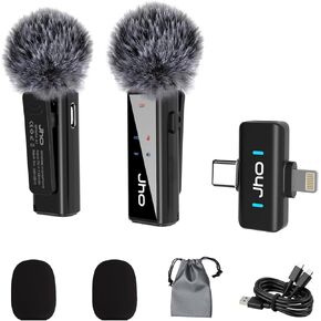 ميكروفون JHO صغير لأجهزة iPhone وAndroid، بطارية 16 ساعة، ميكروفون Lavalier بخاصية إلغاء الضوضاء، ميكروفون Pro بمشبك لمنشئي المحتوى، مدونات الفيديو/YouTube/Tiktok/البث/المقابلات/تسجيل الفيديو in Kuwait