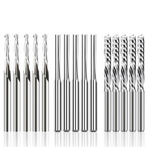 3.175 مللي متر عرقوب قاطعة المطحنة CNC راوتر بت 15 قطعة كربيد نهاية مطحنة لقم نحت مجموعة لقطع النجارة الاكريليك in Kuwait