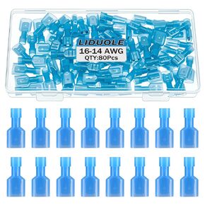 16-14 AWG Nylon Male and Female Spade Connectors Insulated Blue Quick Disconnect Wire Connector Spade Crimp Terminals (Pack of 80Pcs) in Saudi Arabia
