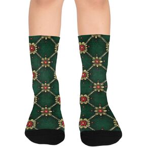 جوارب التنزه سيرًا على الأقدام بتصميم زهور زمردية - جوارب شتوية حرارية سميكة دافئة للأولاد والبنات الصغار للمدرسة، والارتداء اليومي والأنشطة الخارجية in Kuwait