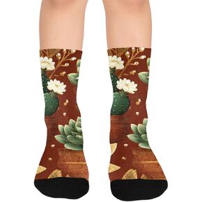 جوارب المشي لمسافات طويلة في حديقة صبار الصحراء الرجعية - جوارب شتوية حرارية سميكة دافئة للأولاد والبنات الصغار للمدرسة، والارتداء اليومي والأنشطة الخارجية in Kuwait