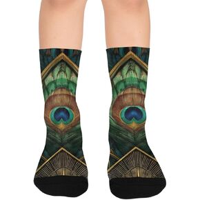 جوارب المشي لمسافات طويلة بلون أزرق مخضر على شكل زهرة اللوتس - جوارب شتوية حرارية سميكة دافئة للأولاد والبنات للمدرسة، والارتداء اليومي والأنشطة الخارجية in Kuwait