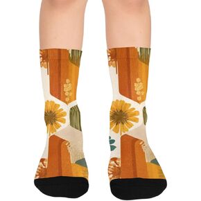 جوارب المشي لمسافات طويلة بتصميم هندسي زهري - جوارب شتوية حرارية سميكة دافئة للأطفال الصغار للأولاد والبنات للمدرسة، والارتداء اليومي والأنشطة الخارجية in Kuwait