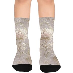 جوارب بيج للتنزه سيرًا على الأقدام من الدانتيل بطبعة زهور - جوارب شتوية حرارية سميكة دافئة للأطفال الصغار للأولاد والبنات للمدرسة، والارتداء اليومي والأنشطة الخارجية in Kuwait