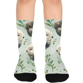 جوارب لطيفة للتنزه سيرًا على الأقدام باللون الأخضر الناعم من Otter - جوارب شتوية حرارية سميكة دافئة للأولاد والبنات للمدرسة، والارتداء اليومي والأنشطة الخارجية in Kuwait