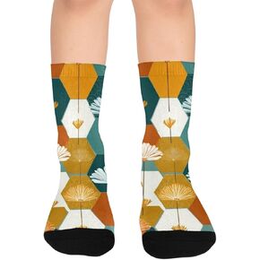 جوارب المشي لمسافات طويلة الفنية النباتية الرجعية - جوارب شتوية حرارية سميكة دافئة للأولاد والبنات الصغار للمدرسة، والارتداء اليومي والأنشطة الخارجية in Kuwait