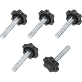 uxcell 5Pcs 5/16"-18 Star Knobs, 1.8" Threaded Stud Plastic Male Clamping Knob Screw Hand Tightening Replacement Knob for Industrial Furniture Tools Jigs Clamps, Black in Kuwait