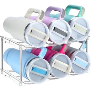 Water Bottle Organizer, Stackable Bottle Storage Rack, 4 Pack Water Bottle Holder for Kitchen Fridge Cabinet Organization and Storage, Plastic Wine Rack/Drink Bottle Holder (4 Pack - Hold 12) in Kuwait