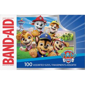 BAND-AID Brand Adhesive Bandages for Minor Cuts & Scrapes, First Aid Essential Featuring Nickelodeon Paw Patrol Characters, Fun Wound Care Treatment for Kids and Toddlers, Assorted Sizes, 100 ct in Kuwait