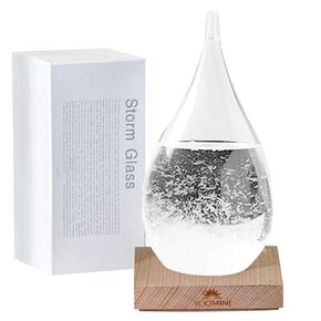 Storm Glass Weather Predictor - Weather Forecaster Station with Wooden Base for Home and Office Decor, Snow Globe Barometer, Creative Christmas and Birthday Gifts for Him and Her in Saudi Arabia