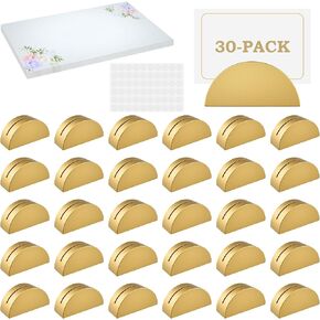 30Pcs Gold Semicircular Wooden Table Number Holders ＆ 40Pcs Place Cards with Glues, Lightweight Table Sign Holders for Wedding, Birthday Party in Kuwait