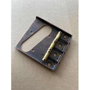 Aged Red Bronze Telecaster Bridge – Ashtray with Brass Saddles, Fits Tele Guitars – 10.8mm String Spacing, Antiqued Finish – String-Through or Top-Load – Includes Wrench in Kuwait