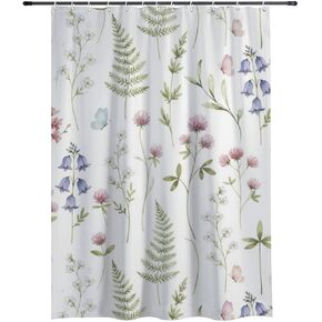 ستارة دش Bellflower Motif Stall مع خطافات، ستارة دش طبيعية مقاومة للماء للصيف، ستائر بوهو من القماش قابلة للغسل لحوض الاستحمام وديكور الحمام القديم 60 × 72 بوصة in Kuwait