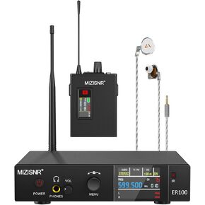 Wireless In-Ear Monitor System, Pro UHF Stereo/Mono IEM for Musicians with Metal Transmitter & Rechargeable Receiver, 10 Selectable Frequencies, TFT display, 164 ft Range for Studio, Band, and Stage in Kuwait
